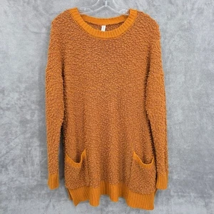 Zenana Outfitters Boucle Noppen Strick Popcorn Pullover L Burnt Pumpkin Orange Kuschelig - Bild 1 von 11