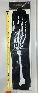 NUEVO CON ETIQUETAS 1 Par Esqueleto Guantes de Halloween Elásticos Hasta el Codo Guantes Juegos con disfraces - Imagen 1 de 6