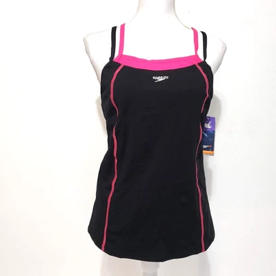 ¡¡NUEVO!! Tankini deportivo Speedo Fit TALLA 8 negro rosa sujetador construido resistencia 7723132 Foto 1 de 4