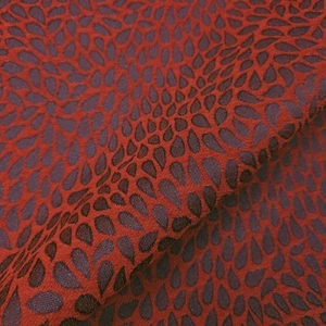 Red & Blue Raindrop Leaf Chenille Reversible Upholstery Fabric 54" By The Yard - Picture 1 of 8