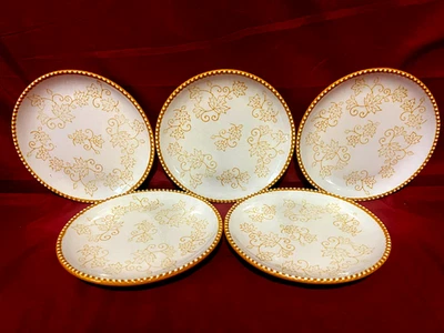Temptations By Tara Bread/Dessert Plates 6" Floral Lace Gold ( Set Of 5) - Image 1 of 2