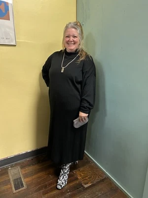 Vestido suéter tejido negro vintage Y2K Ashley Stewart talla 22 Foto 1 de 4