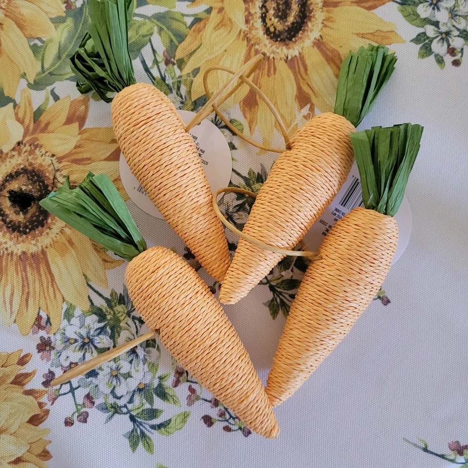 大号胡萝卜 5 英寸复活节餐巾戒指 - 4 件套全新 — 第 1/1 张图片