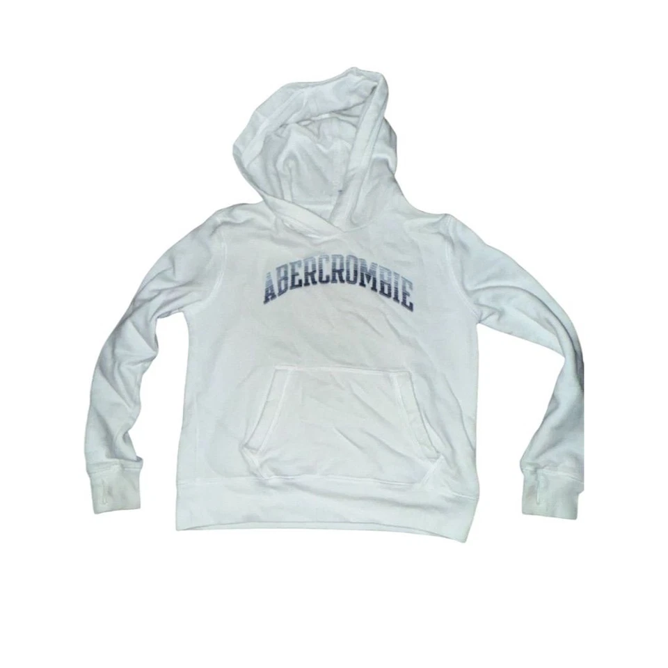 Sudadera con Capucha Blanca Vintage Abercrombie Niños Estilo Y2K 9-10 Años Deletrear Foto 1 de 4