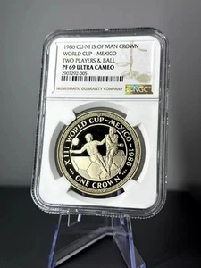 1986 Isle of Man Crown Proof Mexico World Cup 2 P & Ball NGC PF 69UC Top Pop 1/0 - Picture 1 of 4
