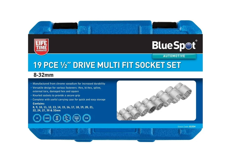 Blue Spot Tools Juego de 19 Piezas para Enchufe 1/2″ (8-32mm) - Imagen 1 de 1