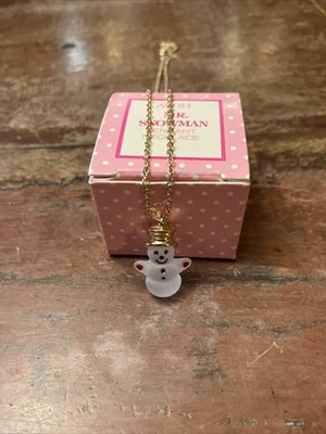 НОВОЕ винтажное ожерелье Avon Mr. Snowman Frosty Lucite эмаль прикосновения подвеска 15 дюймов - Изображение 1 из 2