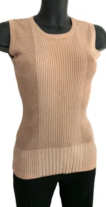 Top maille JEANS VOTRE NOM cuivré brillant sans manches Taille 4 Bon état - Picture 1 of 6