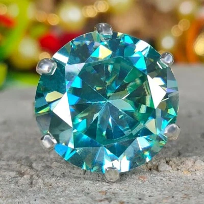 RARE 17.2 Ct Certified Blue Treated Diamond 925 Silver Solitaire Ring - Image 1 of 4