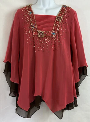 Blusa Top The Look Randolph Duke Talla 12 Adornada Multicolor En Capas con Volantes Foto 1 de 4