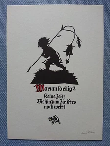 Postal antigua postal Georg Plischke tarjeta de lema flor niño corte de tijera - Imagen 1 de 2