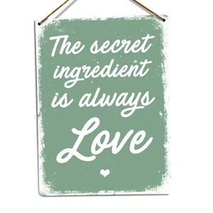 Metal Wall Sign - The Secret Ingredient - GREEN - Quote Saying Family Gift - Picture 1 of 6
