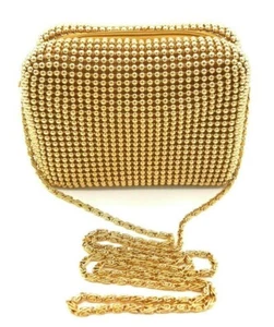 Small Evening Clutch Metal Beaded Mesh Party Prom Wedding Banquet Purse - Picture 1 of 30