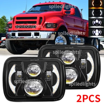 DOT Pair 130W 5x7" 7x6" LED Headlights w/ DRL Fit fit Ford F-650 F-750 2000-2015 - Image 1 of 4