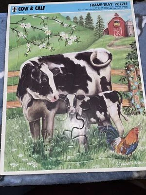 Rompecabezas bandeja marco vaca y becerro The Rainbow Works de colección (1992) 75911-3 aprendizaje Foto 1 de 4