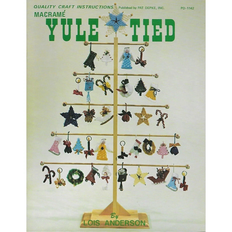 Macrame Christmas Ornaments Pattern Book Yule Tied Wall Decor Holiday Projects - Image 1 of 3