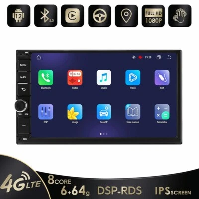 GPS Navigation Android 12 Carplay 6GB RAM 64GB ROM USB Car Stereo Radio Player - Image 1 of 4