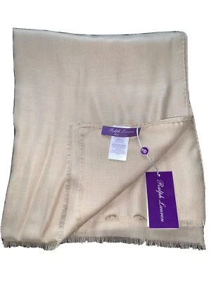 Ralph Lauren Purple Label Large Tan Solid Cashmere Scarf Made in Italy Foto 1 de 2