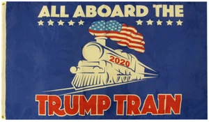 All Aboard The Trump Train 2020 blau USA Flagge Rauch 3x5 3'x5' Polyester Flagge - Bild 1 von 4