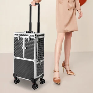 Professional Rolling Makeup Train Case Makeup Storage Organizer Cosmetic Trolley - Picture 1 of 24