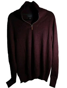 Mens L Banana Republic Silk Cashmere Blend Sweater Quiet luxury Maroon Black - Picture 1 of 7