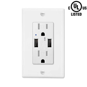 Cargador USB de alta velocidad 3,6 A toma de pared resistente a manipulaciones enchufe de receptáculo UL - Imagen 1 de 13