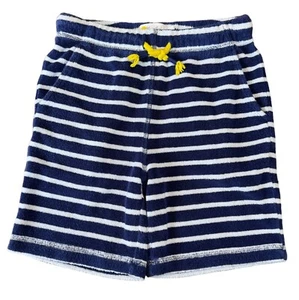 MINI BODEN Toweling Shorts Boys 7 7Y 122cm Blue White Striped Terry Cloth Short - Picture 1 of 7