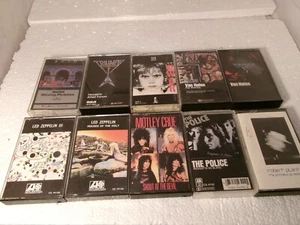 Lof 10 70's 80's Rock Cassette Tapes Motley Crue Van Halen Led Zeppelin Rush U2 - Picture 1 of 7