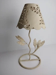 Metal Ivory Tree Like 13.25"tall Rustic Votive Holder w/Cutout Leaf Metal Shade - Picture 1 of 12