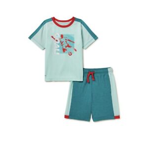 2-Piece ATHLETIC WORKS Toddler Boys 5T Soccer T-Shirt & Shorts Set • Mist