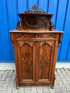 ANTIKES VERTIKO LOUIS PHILIPPE UM 1870 HOCH KOMMODE AUFSATZ MAHAGONI FURNIERT - Bild 1 von 15