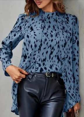 Hermosa blusa azul y negra con estampado de animales nueva sin etiquetas sin marca    Foto 1 de 4