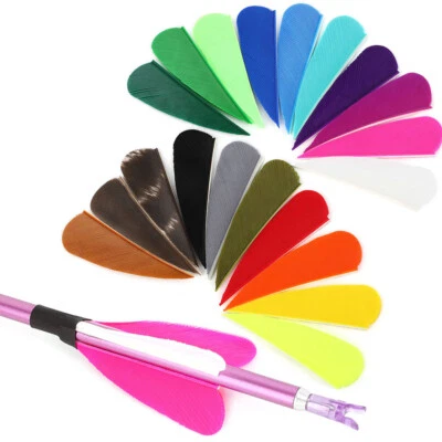 50X 2" Archery Arrow Feathers Natural Fletches Left Wing Arrow Shaft DIY Hunting - Image 1 of 4