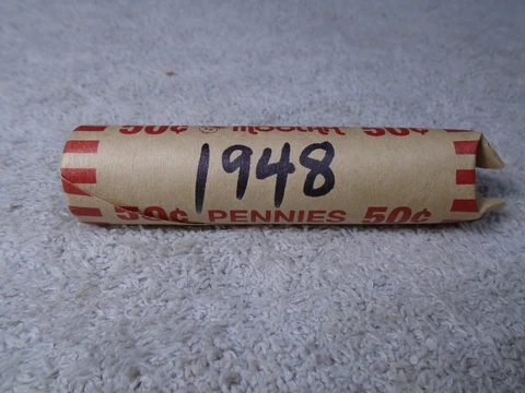 1948 Lincoln Wheat Back 50 Coin Circulated Penny Roll Possible P D S Mint Marks Cover