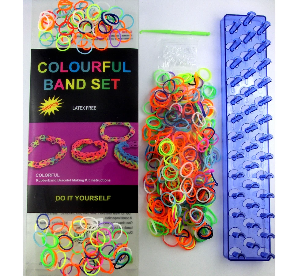 MARKENLOS 600 LOOM BANDS BOX STARTER-SET LOOMIS LOOMBANDS BANDZ DIY GUMMIBÄNDER WEBRAHMEN