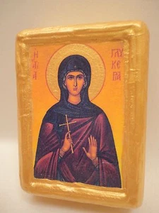 Saint Glykeria Glyceria Rare Byzantine Greek Orthodox Icon on Wood Handmade - Picture 1 of 8