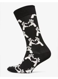 HAPPY SOCKS MENS COMBED COTTON SOCKS LOVE SYMBOL BLACK WHITE REG SIZE 8-12 NWT - Picture 1 of 13