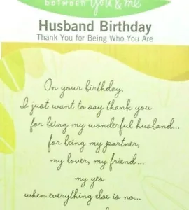 HUSBAND BIRTHDAY Between Me & You, card "Thank You for Being Who You Are!" 92C - Picture 1 of 3