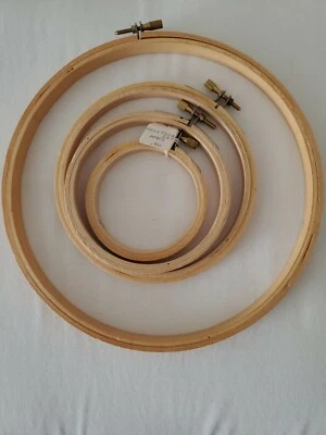 Bamboo Embroidery Hoops  Thumb screw Tension- (Lot of 4)- Sizes 3, 4, 5, & 8 NEW - Image 1 of 3