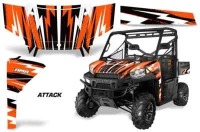 UTV Graphics Stickers Decal For Polaris Ranger Diesel/Crew/900XP 13-17 Attack O - Image 1 of 3