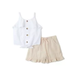 Toddler Girls 2T Tank Top and Shorts Outfit Set 2 Pieces White & Tank Color NWT - Picture 1 of 5