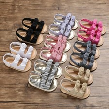 Girl's Summer Soft Sandal Bowknot Baby Canvas Open Toe Supple Prewalker Sandals