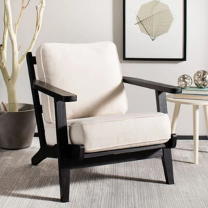 SAFAVIEH Nico Mid-Century Accent Chair | Bone / Black | - Picture 1 of 11