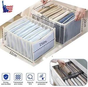 4/2Pcs Jeans +T-Shirt Foldable Drawer Organizer Closet Clothes Storage Box USA - Picture 1 of 18