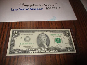 2013 $ 2 US LEGAL TENDER LOW SERIAL NUMBER ~00088315~ LOW LUCKY SERIAL - Picture 1 of 2