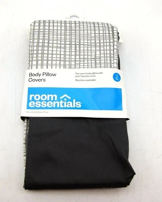 New Room Essentials RE 2 Pack of Body Pillow Covers Gray & White Checkered Dorm  - Image 1 of 2