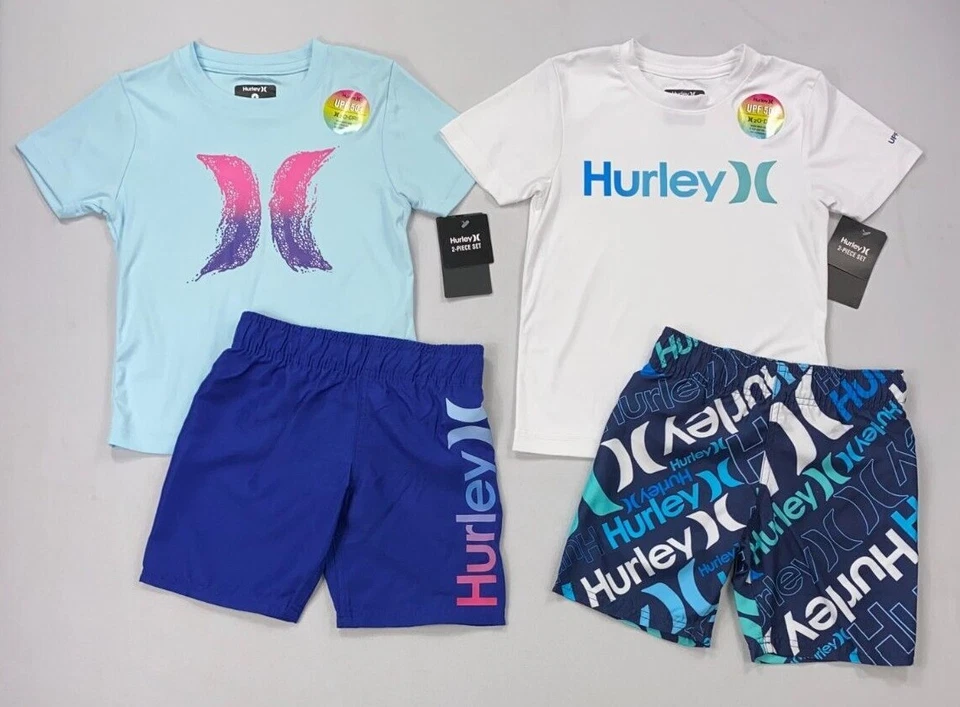 Conjunto de 2 bañadores camisa de natación Dri UPF 50+ H2O para niños pequeños jóvenes Hurley Foto 1 de 1