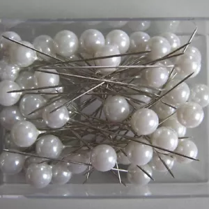 Perlennadeln Rosennadeln 50x Dekopin Stecknadeln Hochzeit Perlen DIY Weiß 10mm - Bild 1 von 4