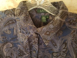 Ralph Lauren womens blue paisley shirt XL - Picture 1 of 4