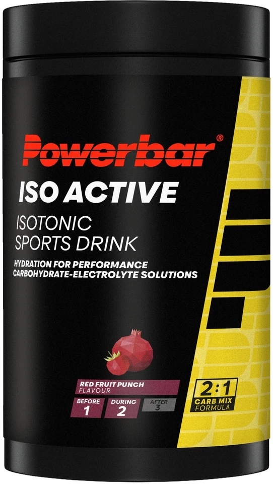 PowerBar IsoActive Sportgetränk 600 g Dose (Geschmack Red Fruit Punch)